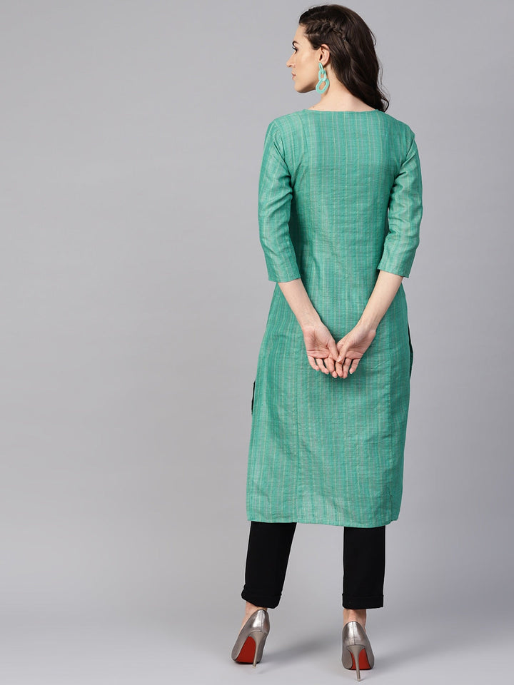 Green Straight Kurta-Yufta Store-YUFPJKU926S