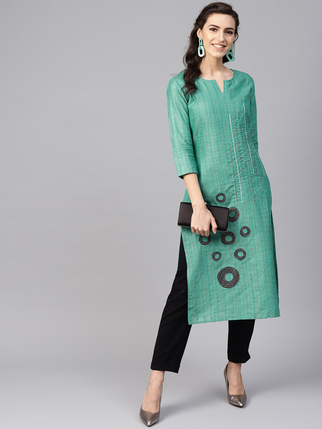 Green Straight Kurta-Yufta Store-YUFPJKU926S