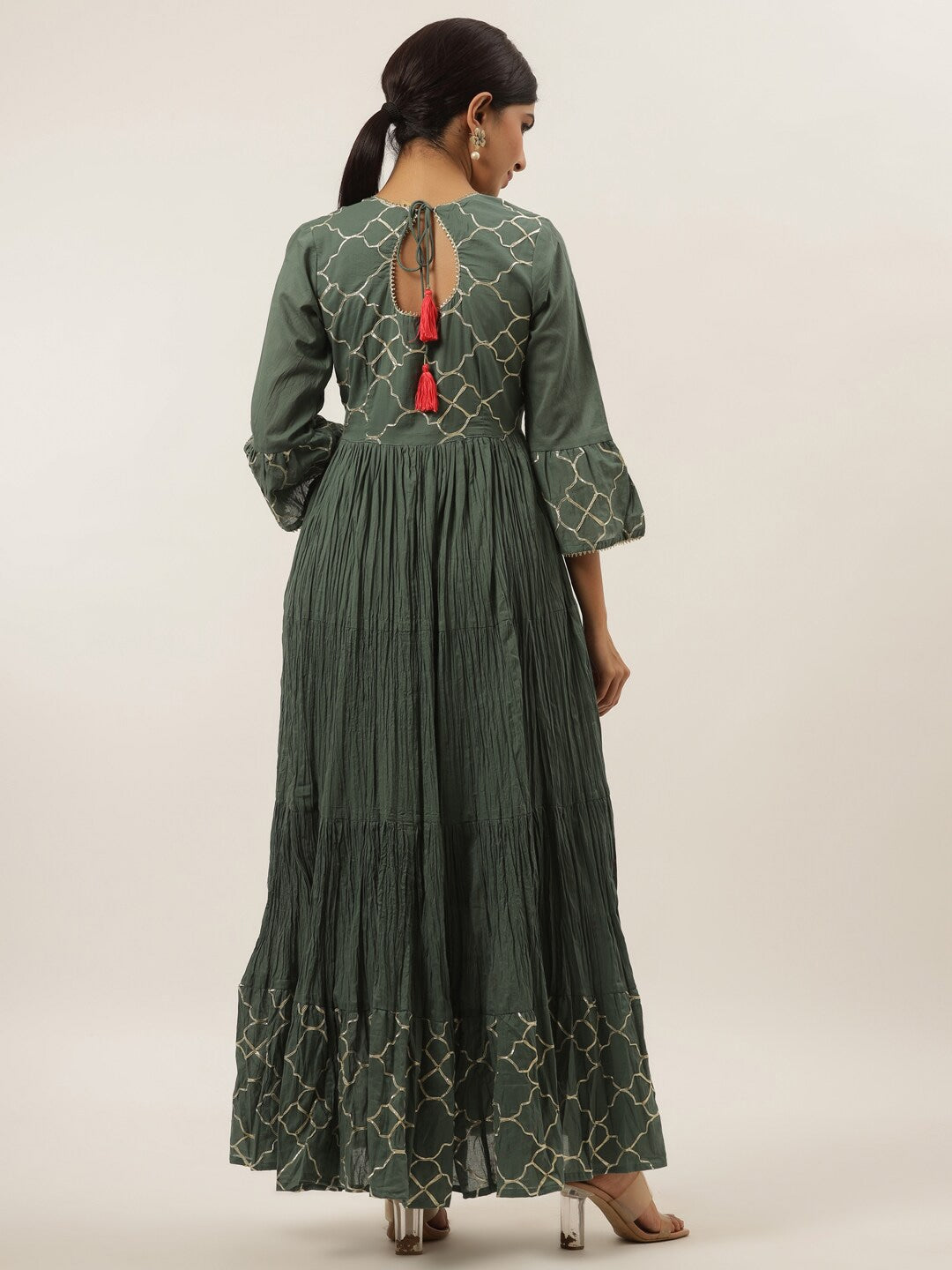 Grey Ethnic Maxi Dress-Yufta Store-6006DRSGYM