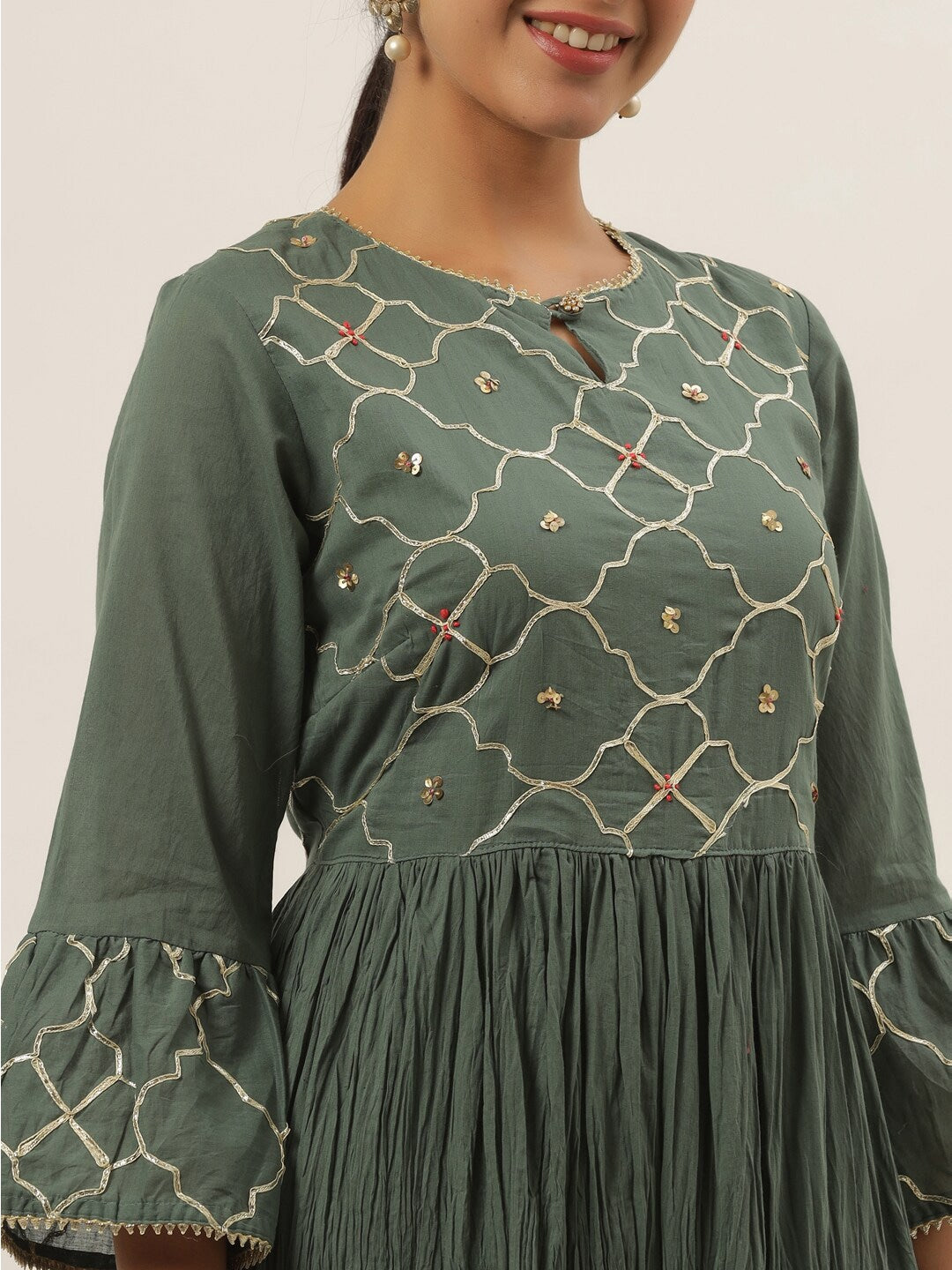 Grey Ethnic Maxi Dress-Yufta Store-6006DRSGYM