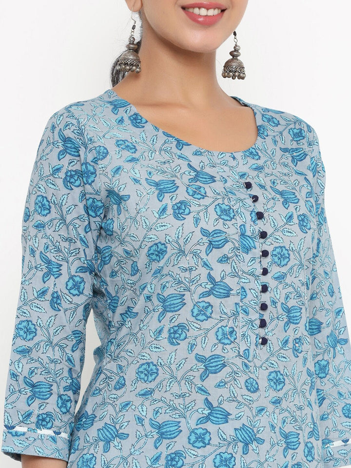 Grey Ethnic Motifs Printed Dupatta Set-Yufta Store-4749SKDGYM