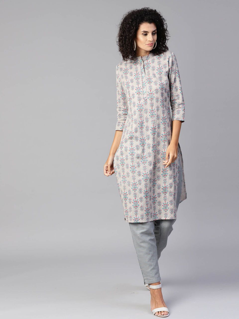 Grey Kurta Set-Yufta Store-YUFPKSET1820S