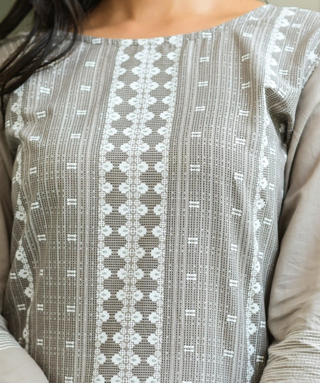 Grey Printed Kurta Set-Yufta Store-3603SETGYM