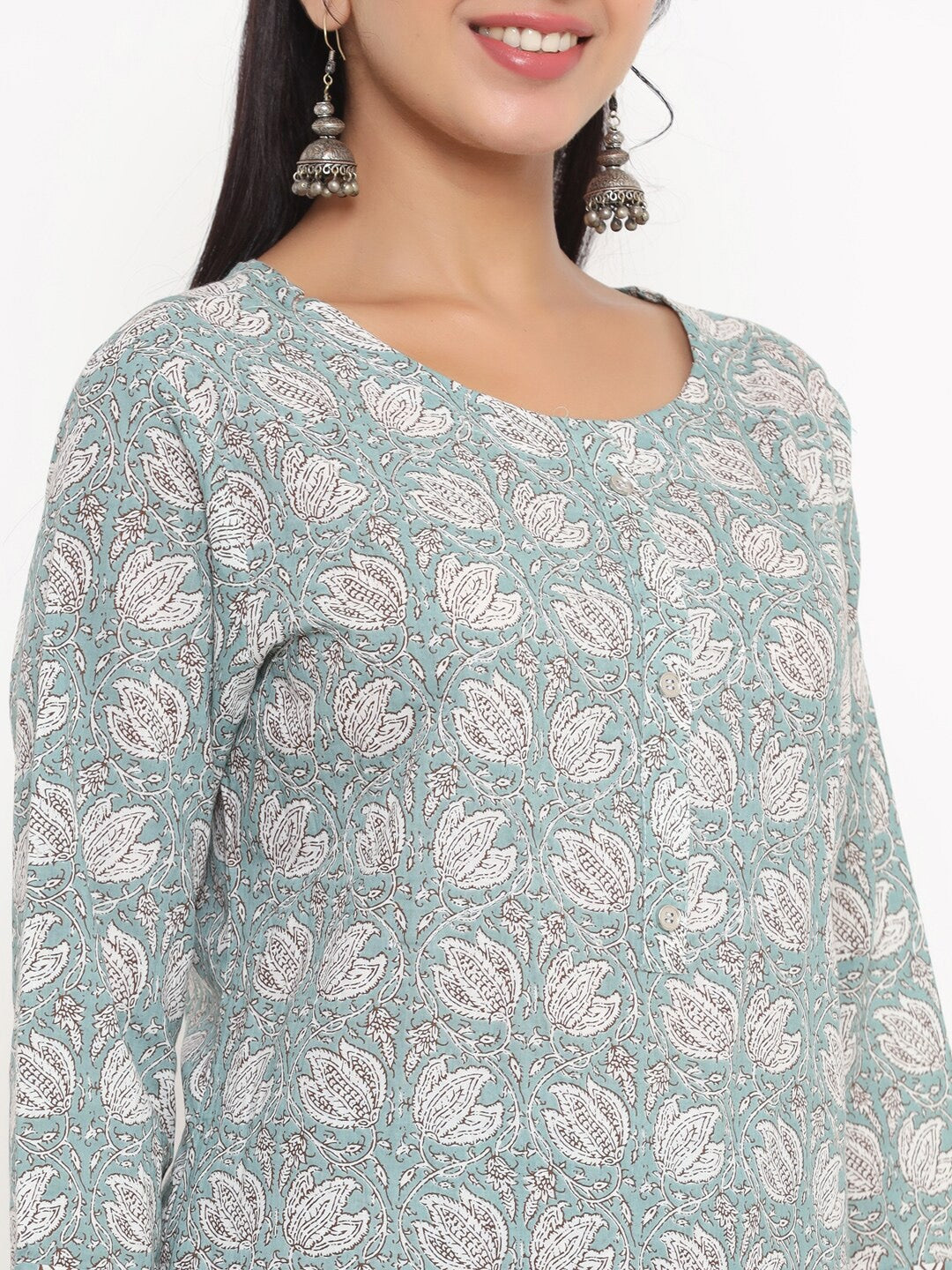 Grey Printed Kurta Set-Yufta Store-4753SETGYM