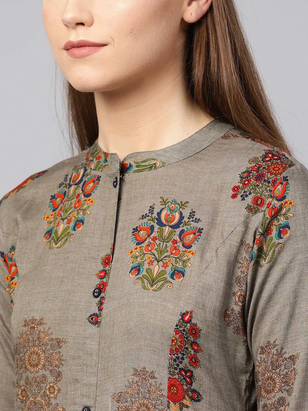 Grey Straight Kurta-Yufta Store-683KURGYSS