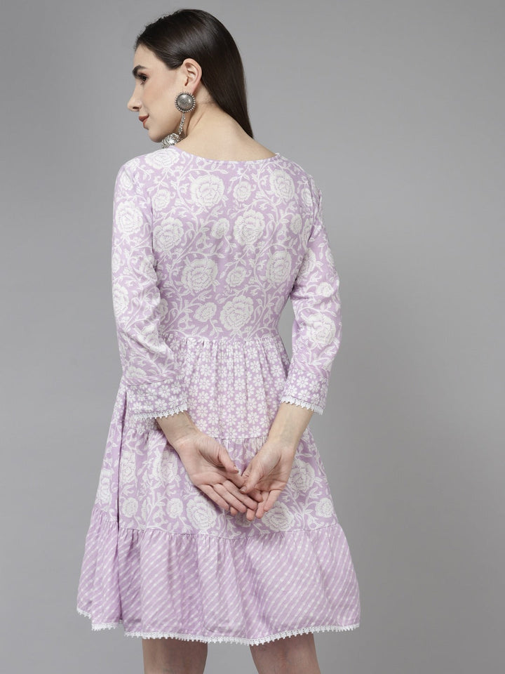 Lavender Embroidered Dress-Yufta Store-9870DRSLVS