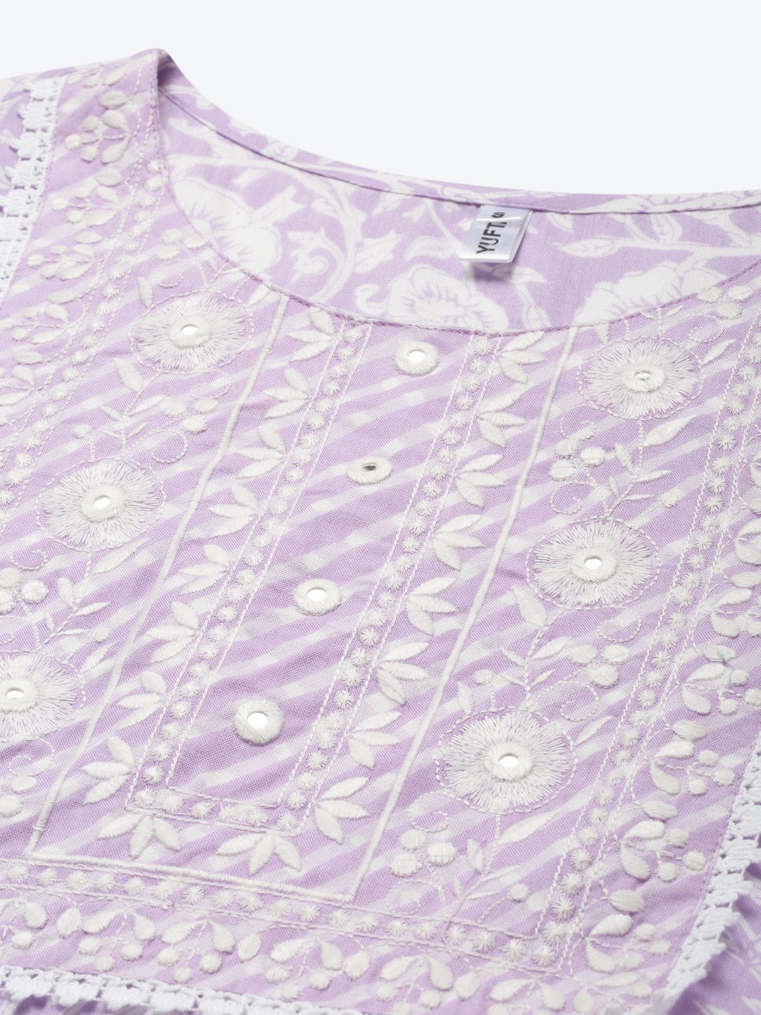 Lavender Embroidered Dress-Yufta Store-9870DRSLVS