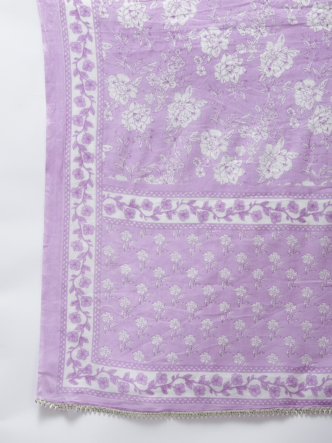 Lavender Ethnic Motifs Printed Dupatta Set