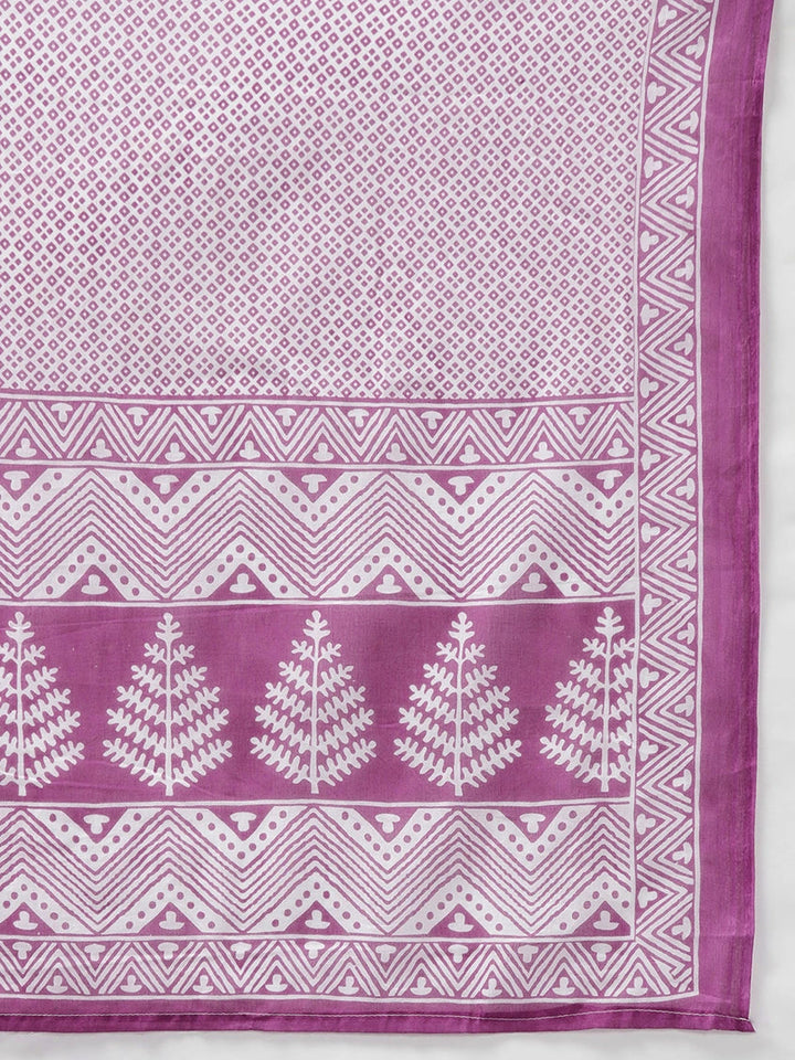 Lavender Printed Dupatta Set-Yufta Store-9747SKDLVS