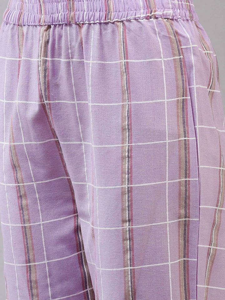 Lavender Printed Kurta with Trousers-Yufta Store-9561SETLVS