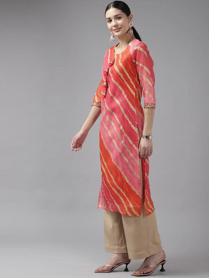 Leheriya Cotton lining Straight Kurta-Yufta Store-9961KURPKS