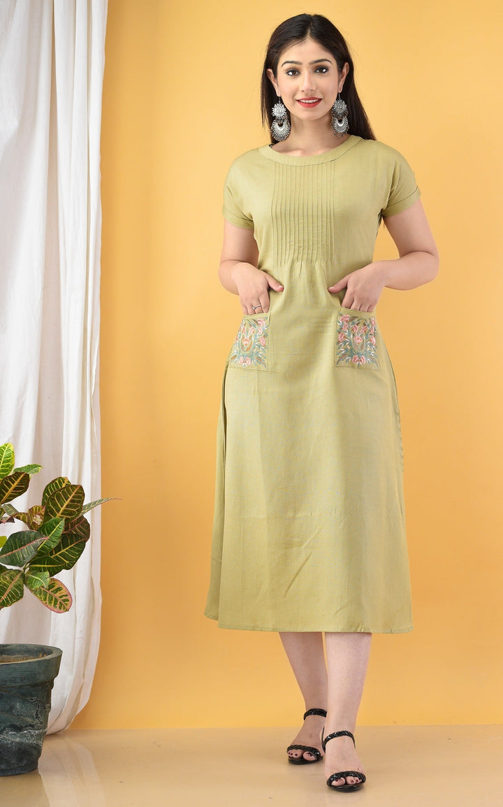 Light Green ALine Kurta-Yufta Store-7659KURBGM