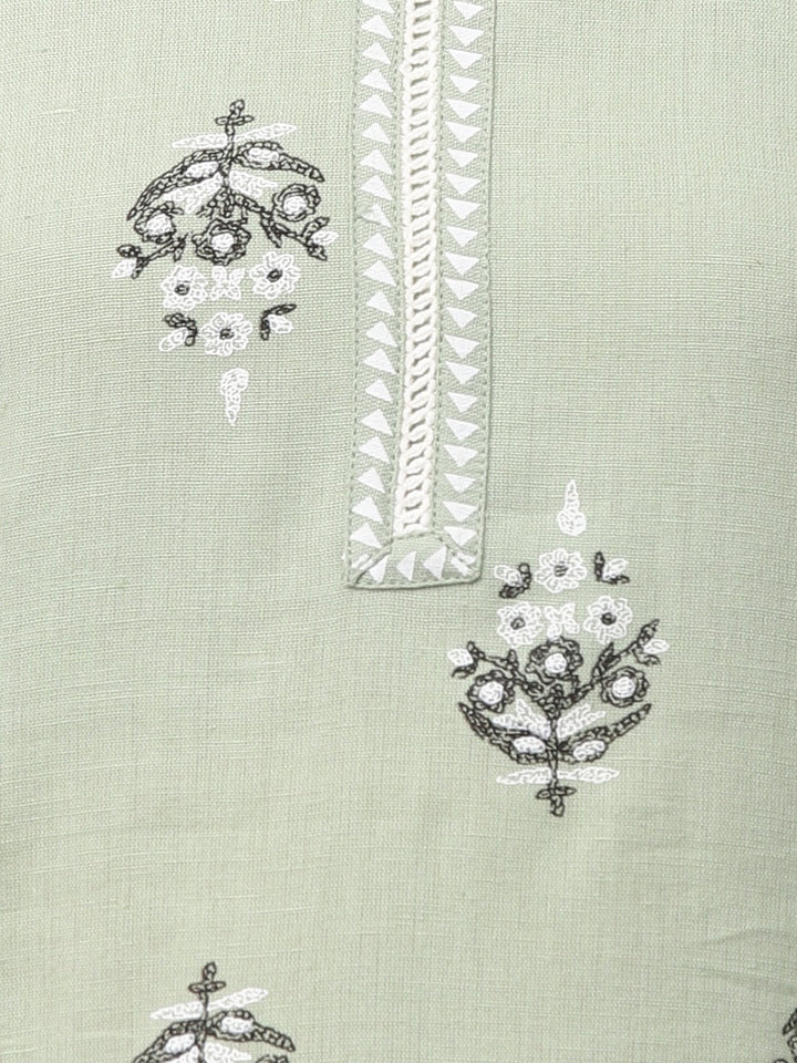 Light Green Printed Kurta Set-Yufta Store-7309SETGRS