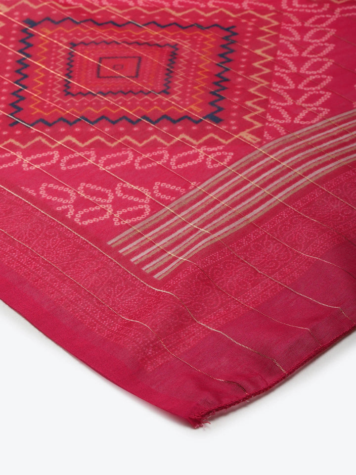 Magenta Cotton Silk Dupatta with Zari