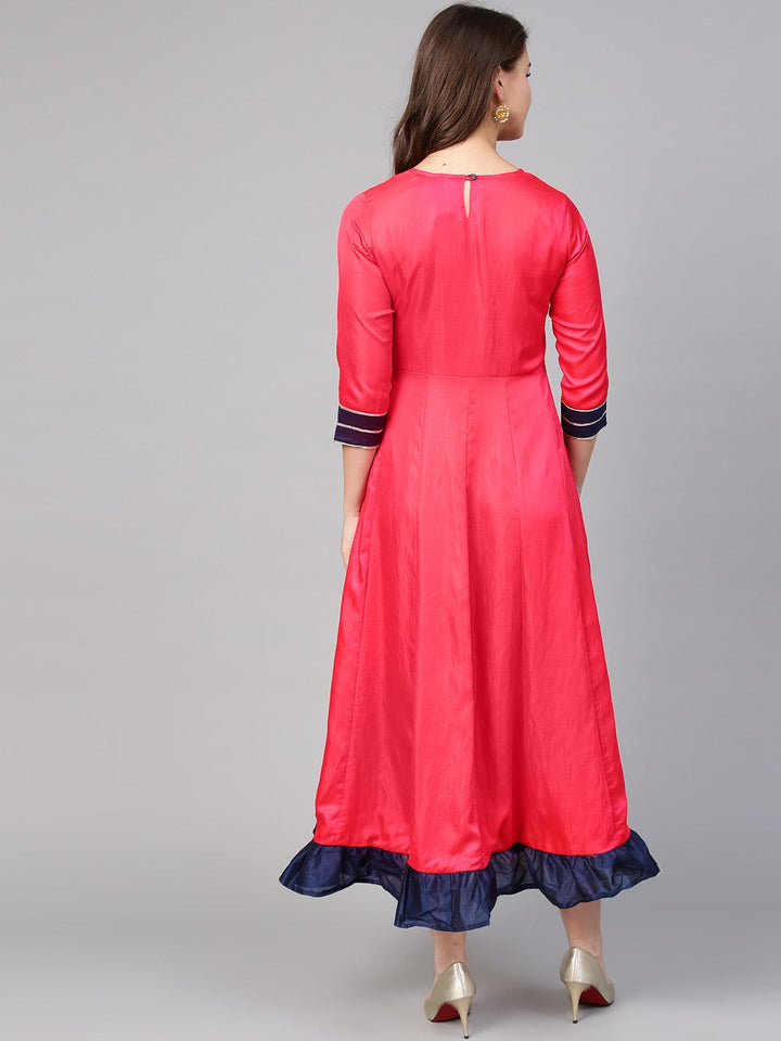 Magenta Solid Dress-Yufta Store-YFNWKU1736PM