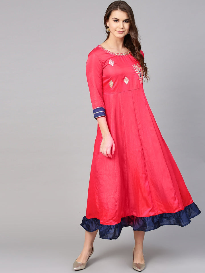 Magenta Solid Dress-Yufta Store-YFNWKU1736PM