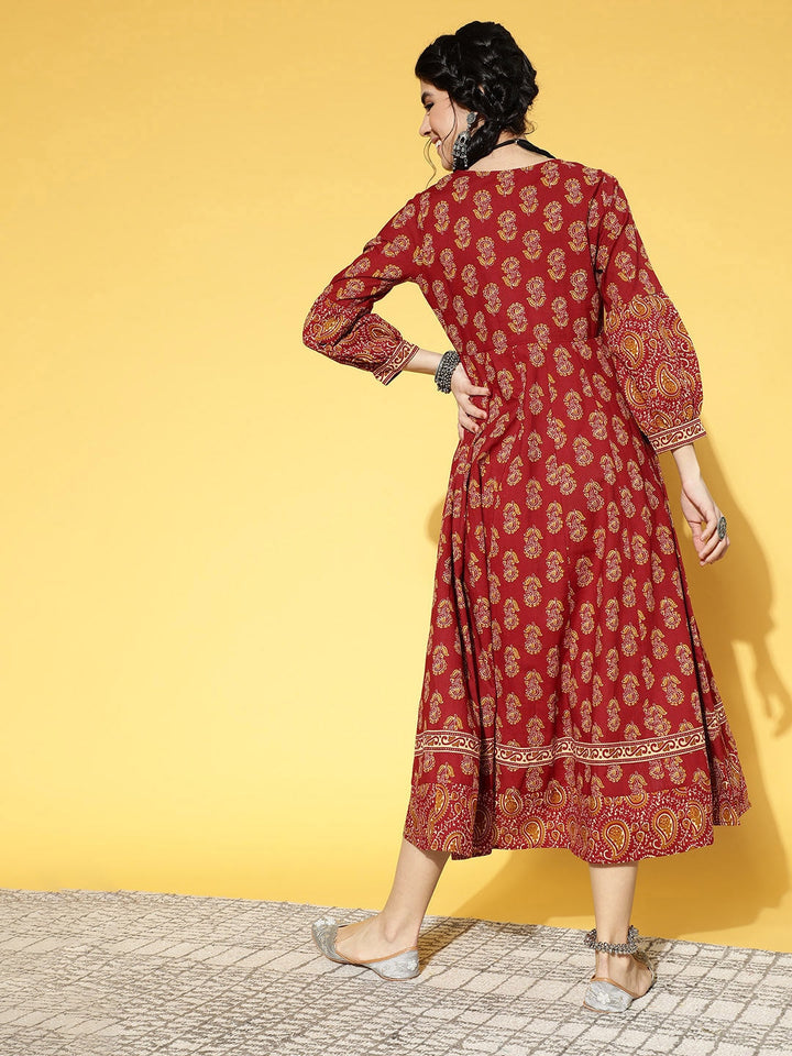 Maroon Ethnic Dress-Yufta Store-9597DRSRDS