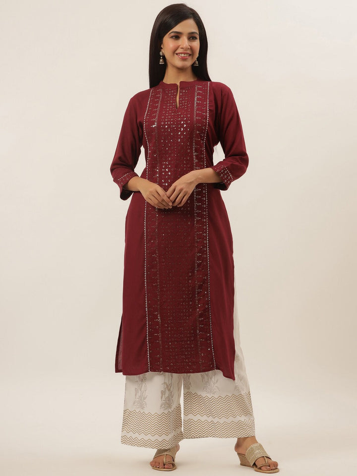 Maroon Ethnic Motifs Dupatta Set-Yufta Store-5138SKDMRM