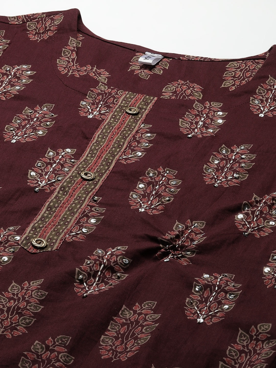 Maroon Ethnic Motifs Printed Kurta Set-Yufta Store-4707SETMRS