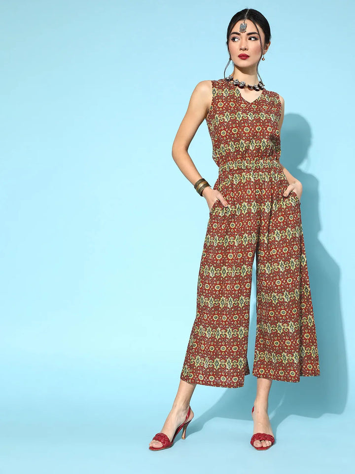 Maroon Printed Jumpsuit-Yufta Store-9551JSMRS