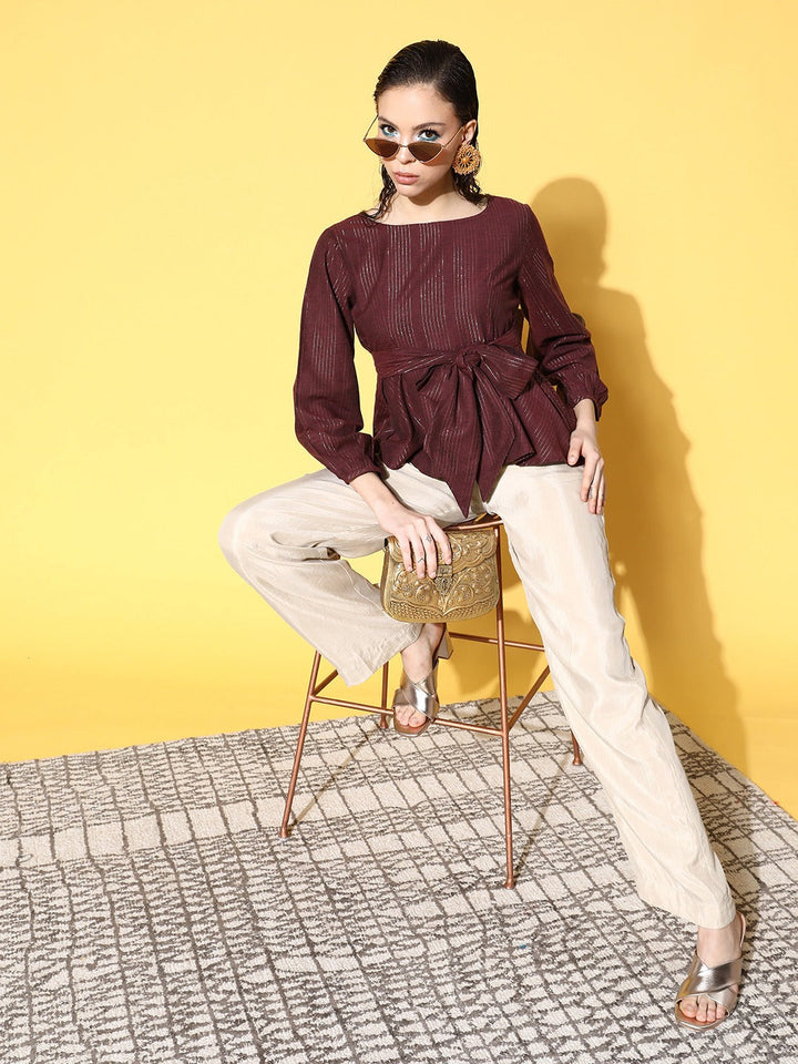 Maroon Solid Cotton Top-Yufta Store-8140TOPMRXS