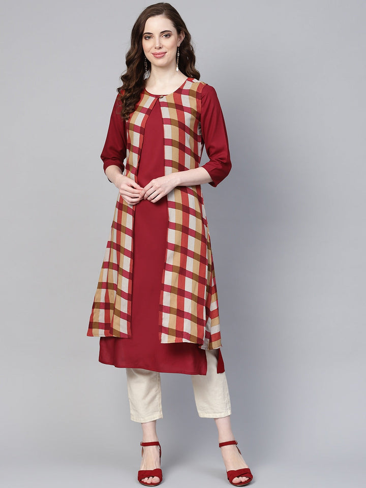 Maroon Straight Kurta