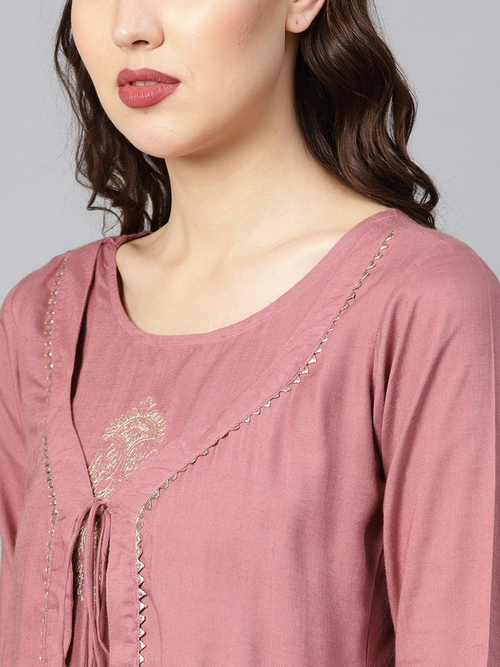 Mauve A-Line Kurta-Yufta Store-YUFEKKU685PRLS