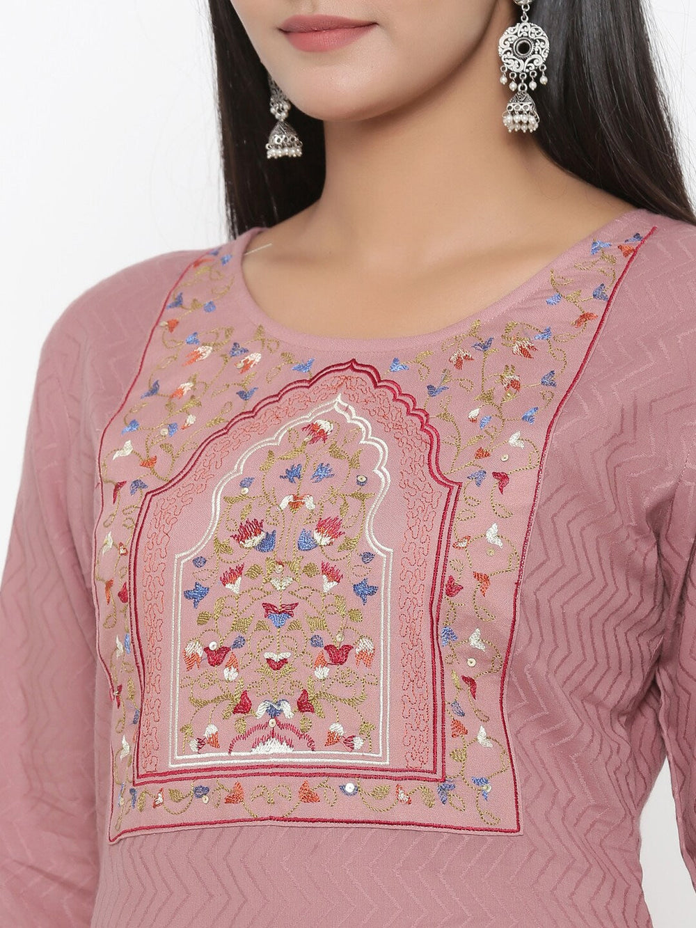 Mauve Embroidered Kurta Set-Yufta Store-7719SETPRS