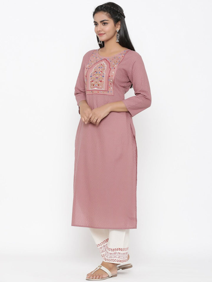 Mauve Embroidered Kurta Set-Yufta Store-7719SETPRS