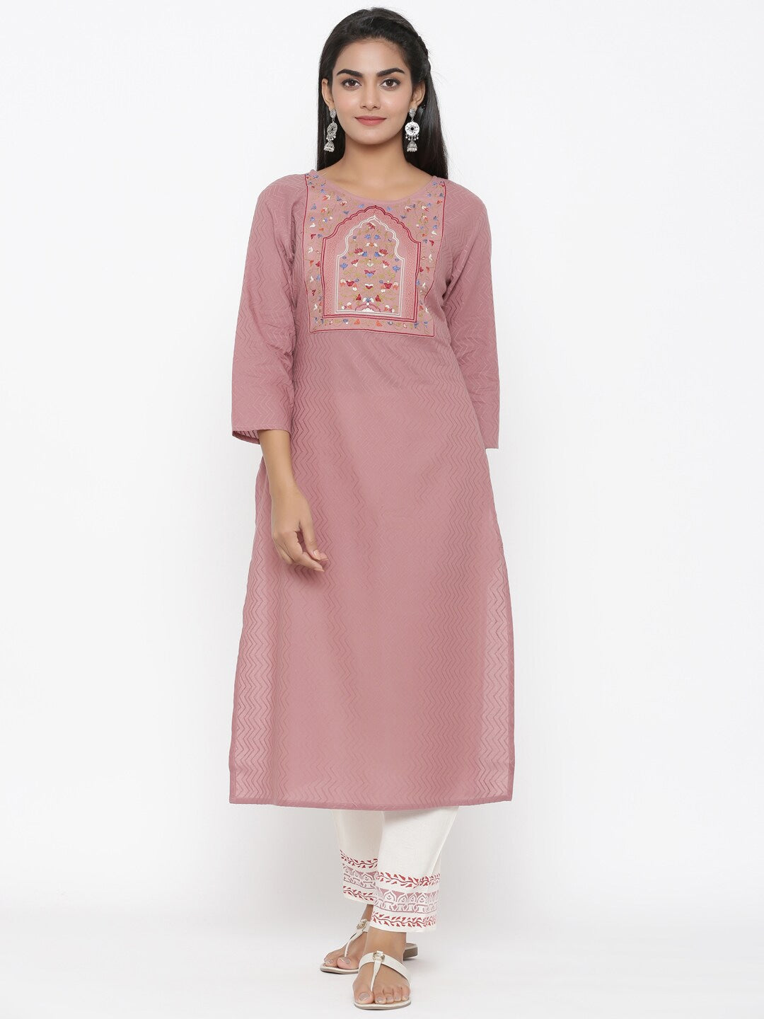 Mauve Embroidered Kurta Set-Yufta Store-7719SETPRS