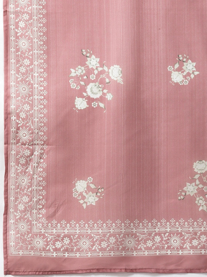 Mauve Floral Embroidered Silk Dupatta Set-Yufta Store-1224SKDPRS