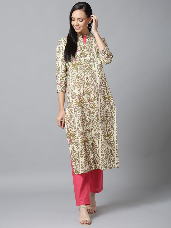 Multi Color Printed Kurta Set-Yufta Store-7599SETWHS