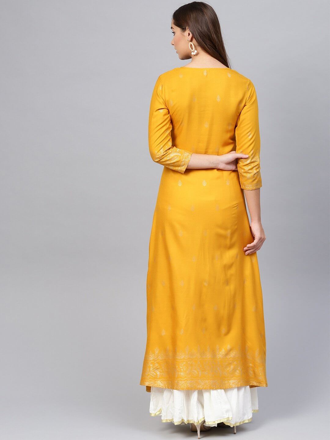 Mustard A-Line Kurta-Yufta Store-2616SETMSS