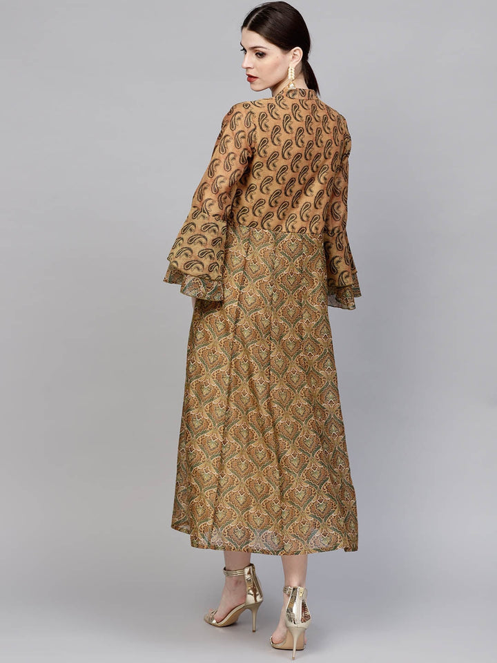 Mustard Brown Printed Kurta-Yufta Store-YUFPKU1812S