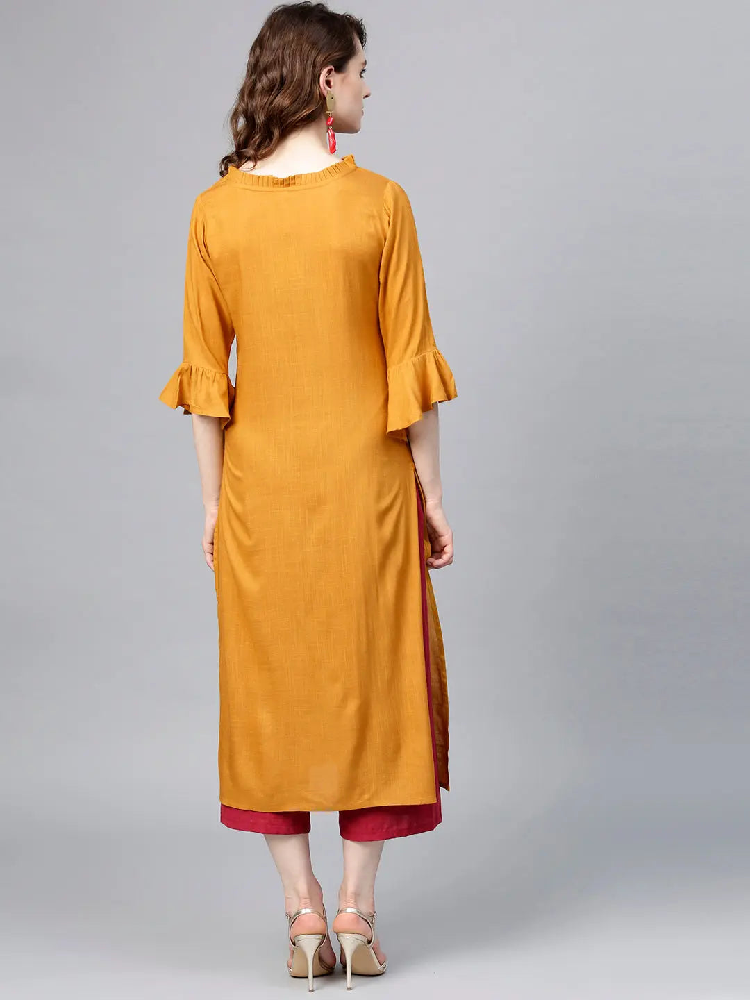 Mustard Brown Straight Kurta-Yufta Store-DBNWSET1609KUMSTS