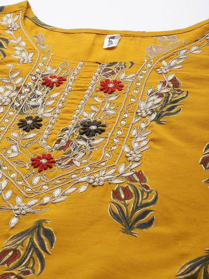 Mustard Embroidered Dupatta Set-Yufta Store-9999SKDMSS