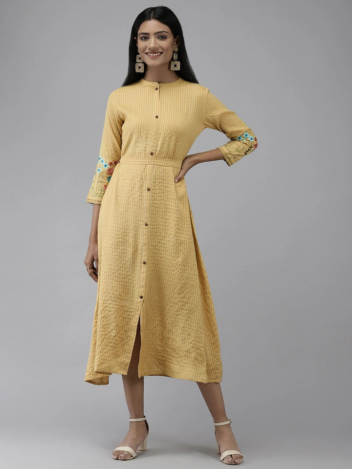 Mustard Embroidered Kurta