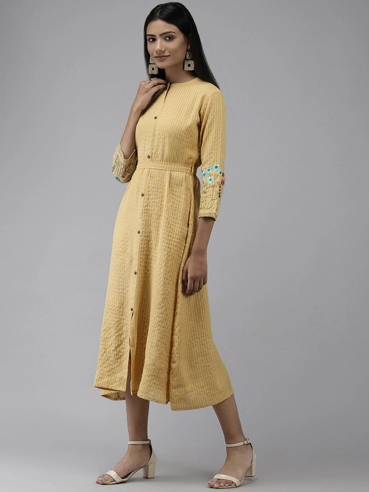 Mustard Embroidered Kurta