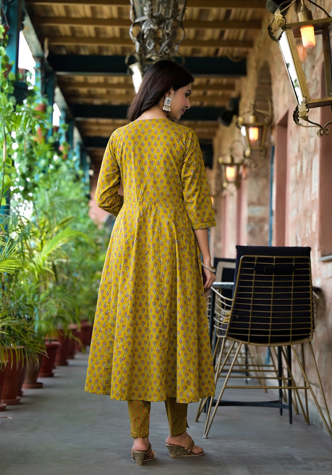 Mustard Floral Sequins_Work Kurta Trouser With Dupatta Set-Yufta Store-1186SKDMSS