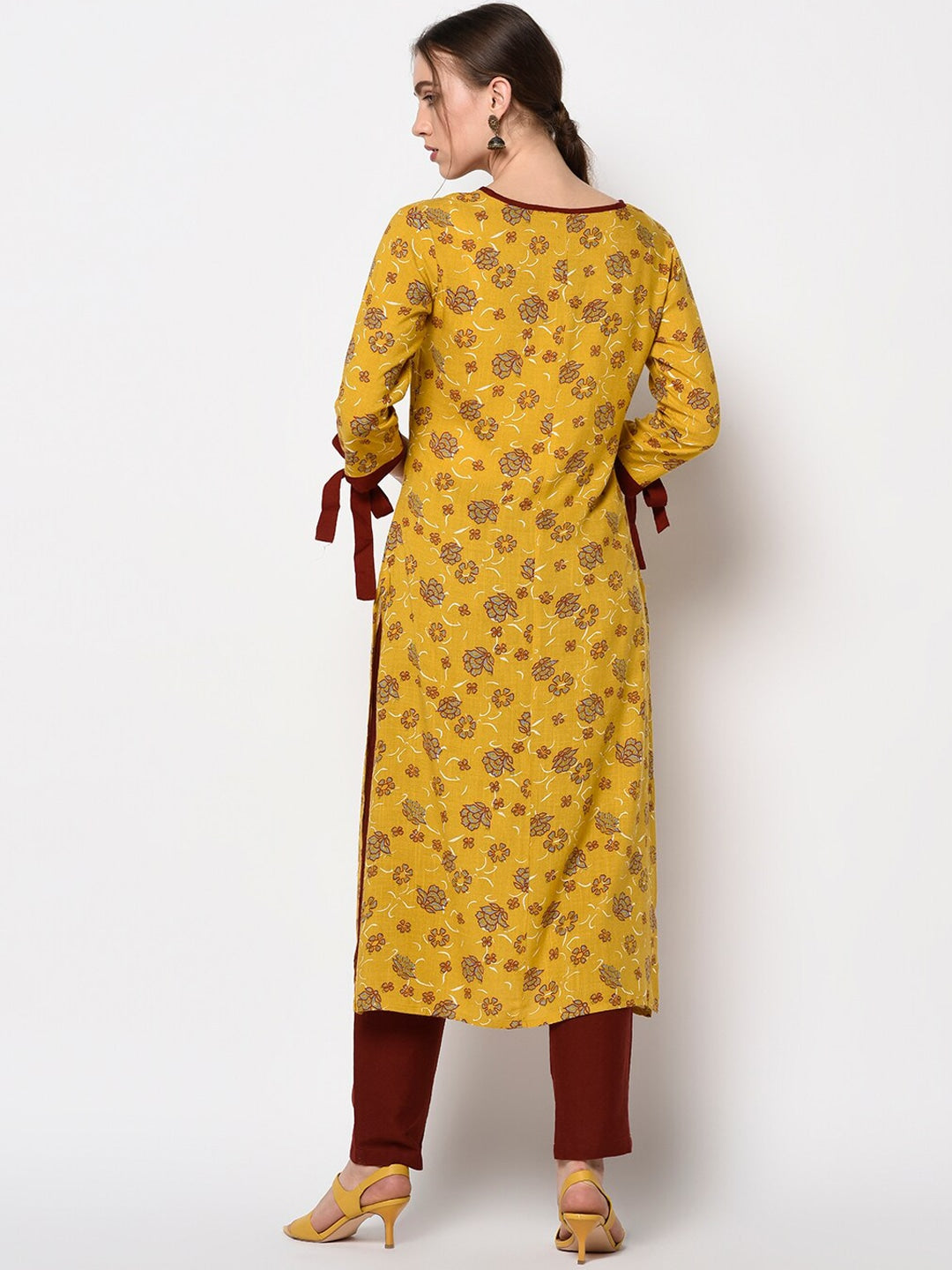 Mustard & Grey A-Line Kurta-Yufta Store-1910KURYLS