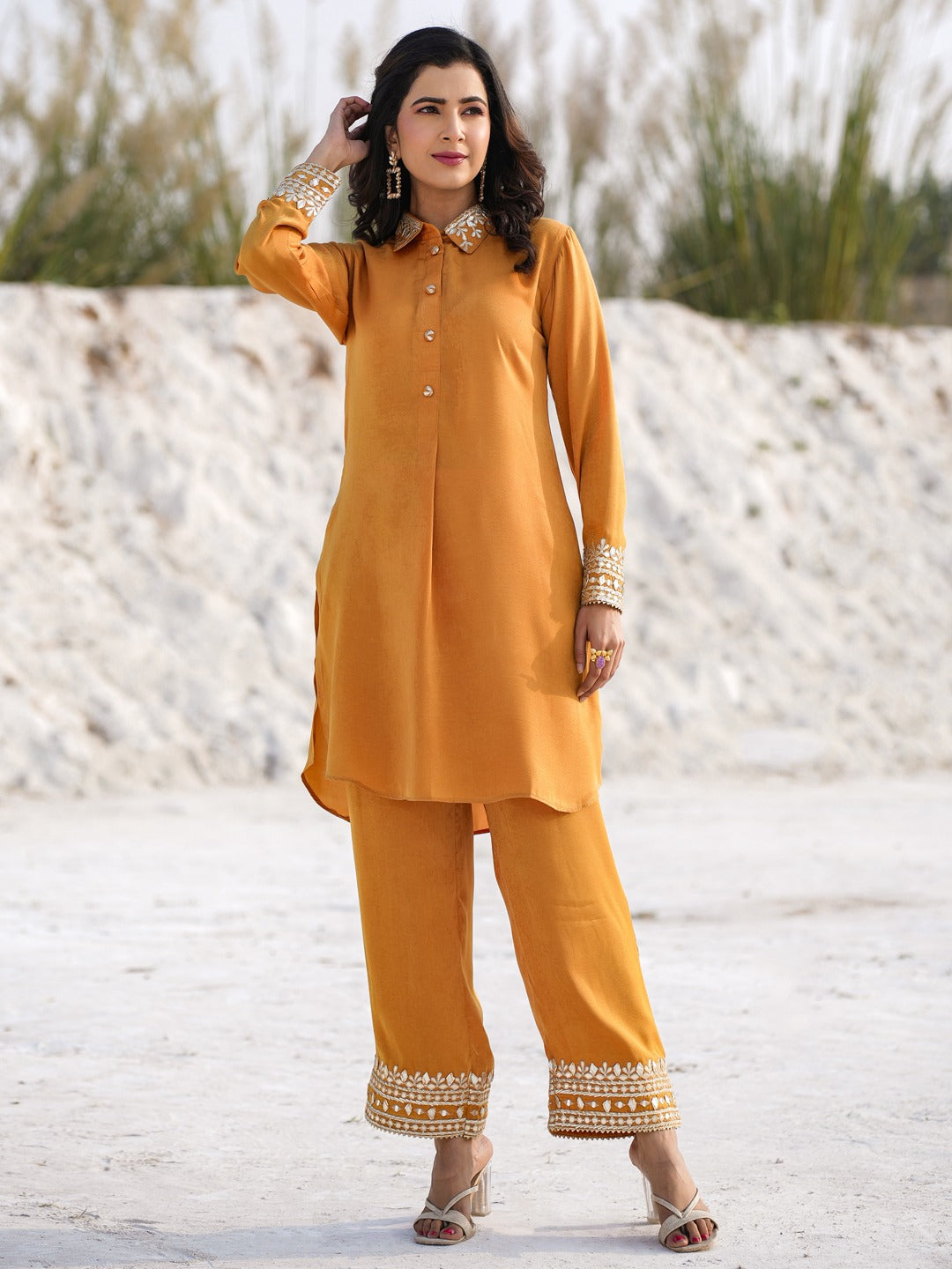 Mustard Moven Design Co-ord set-Yufta Store-1902CRDMSM