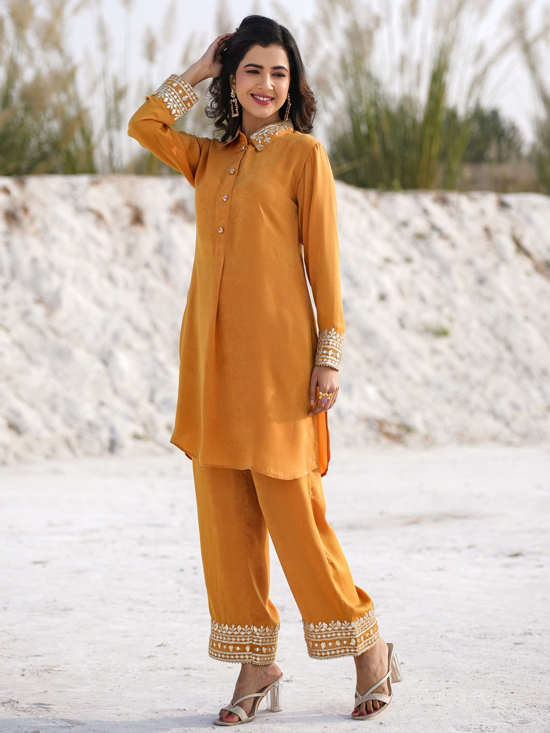 Mustard Moven Design Co-ord set-Yufta Store-1902CRDMSM