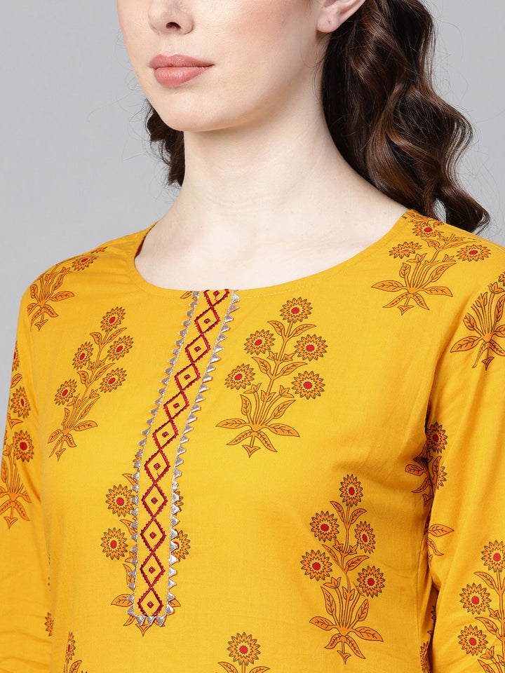 Mustard & Orange Printed Kurta Set-Yufta Store-YUFGKSET723YLS