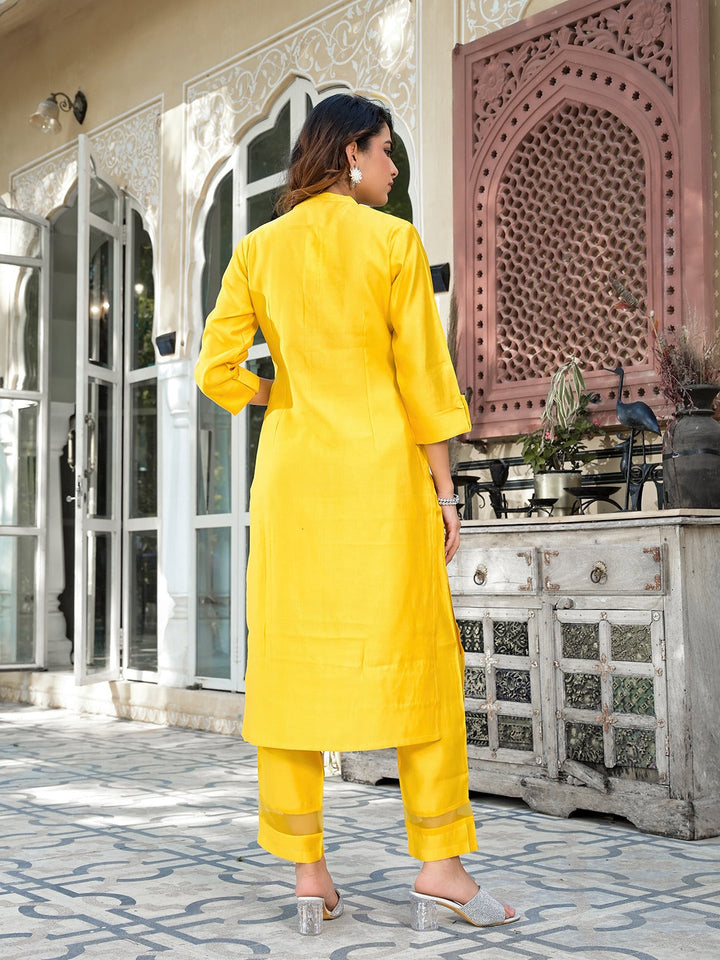 Mustard Patch_Work Kurta Trouser Set-Yufta Store-1647SETMSM