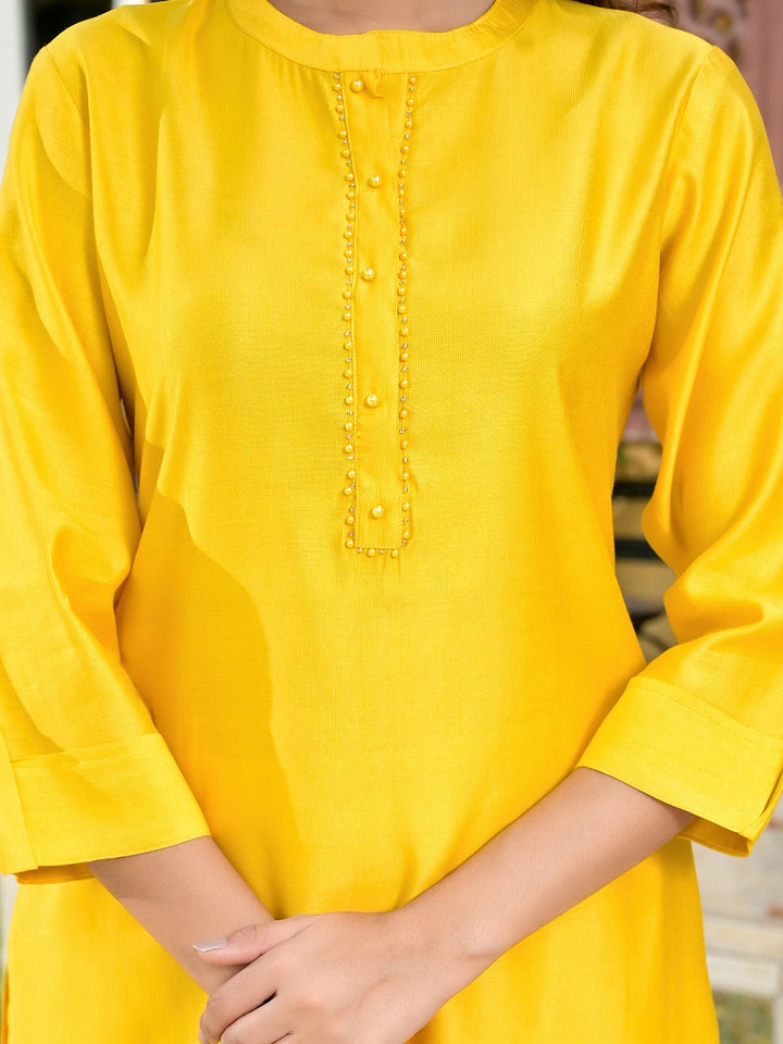 Mustard Patch_Work Kurta Trouser Set-Yufta Store-1647SETMSM