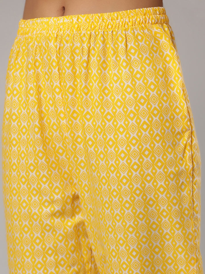 Mustard Printed Dupatta Set-Yufta Store-6505SKDMSS