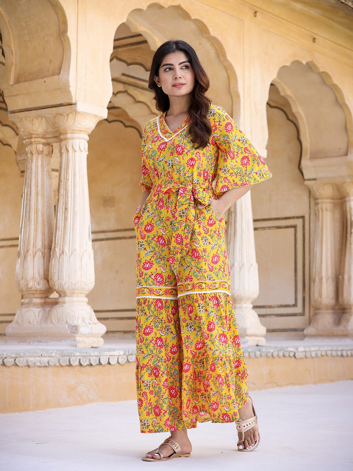 Mustard Printed Jumpsuit-Yufta Store-9549JSYLS