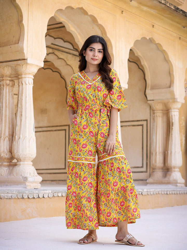 Mustard Printed Jumpsuit-Yufta Store-9549JSYLS