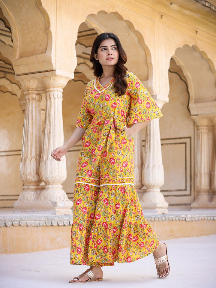 Mustard Printed Jumpsuit-Yufta Store-9549JSYLS