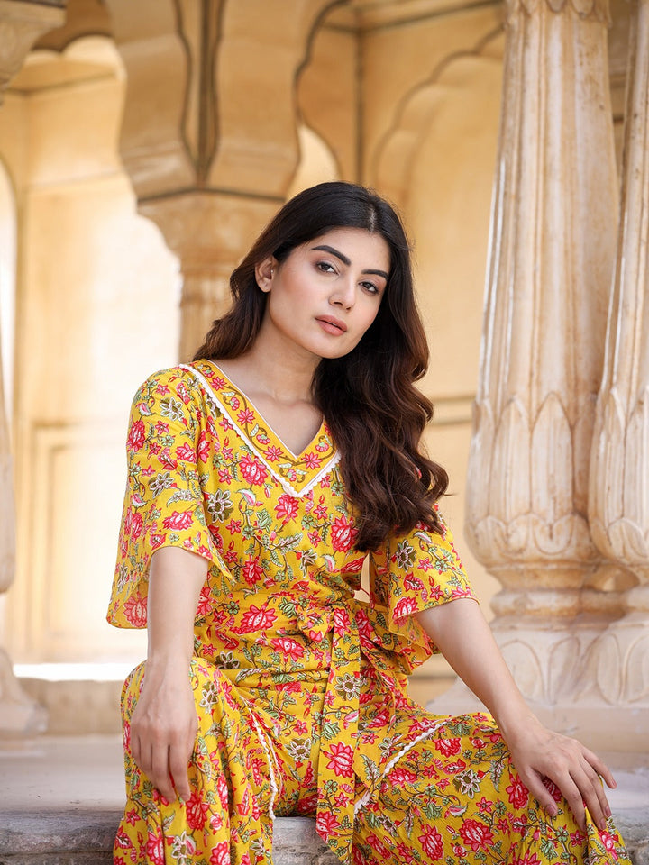 Mustard Printed Jumpsuit-Yufta Store-9549JSYLS